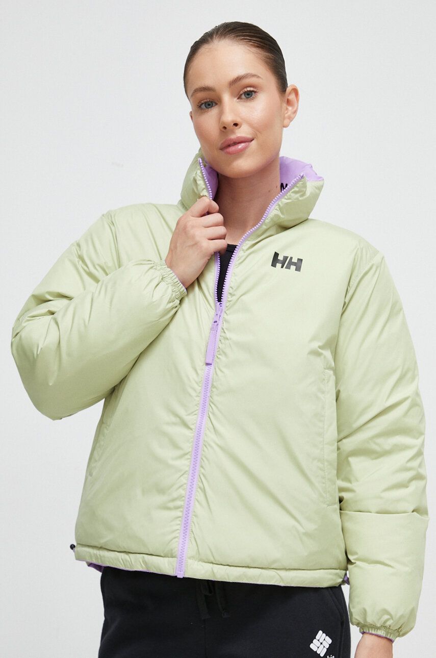 Oboustranná bunda Helly Hansen dámská, fialová barva, zimní, oversize - fialová - Hlavní materiál: 1