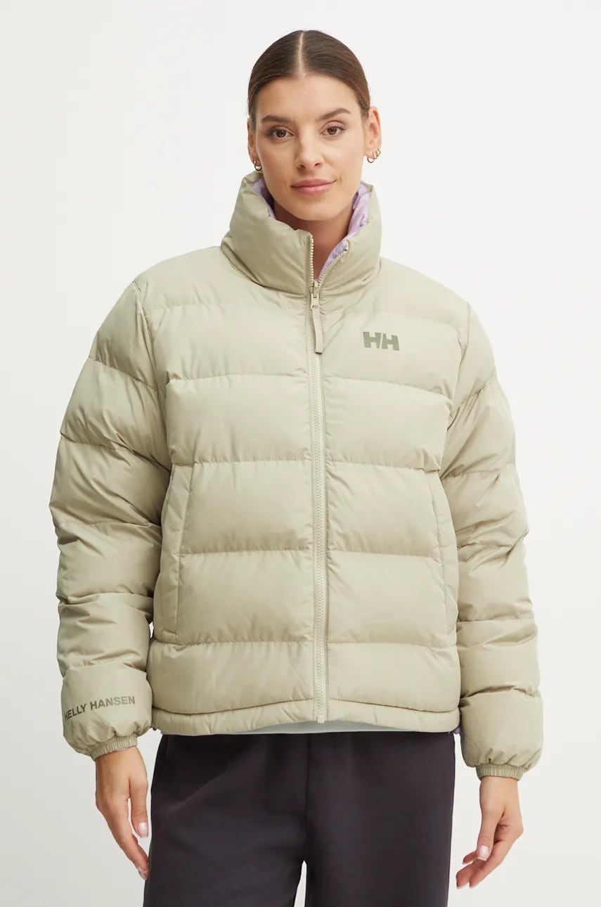 Helly Hansen geaca cu doua fete femei, culoarea verde, de iarna, oversize