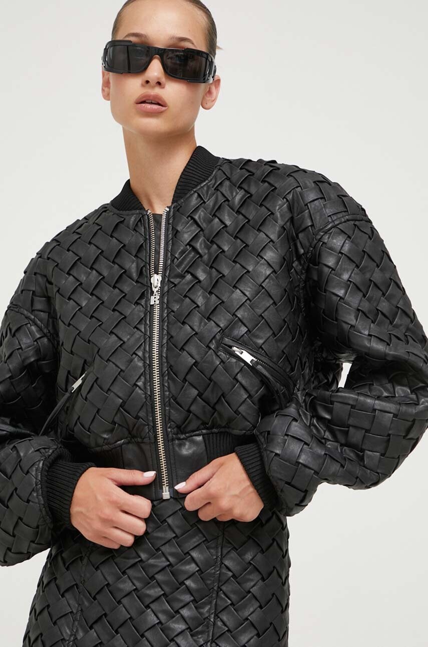 

Куртка-бомбер Rotate женский цвет чёрный переходная oversize