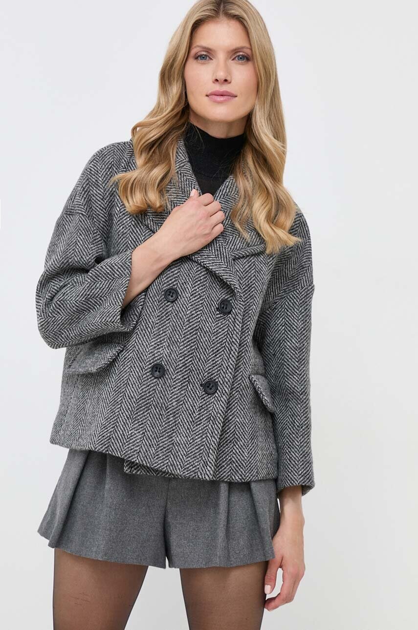 

Шерстяная куртка-бомбер Red Valentino цвет серый переходная oversize