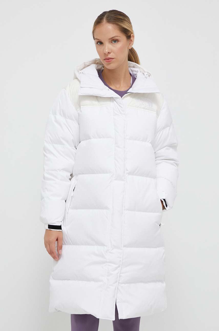 Péřová bunda The North Face dámská, bílá barva, zimní, oversize - bílá - Podšívka: 100 % Polyester