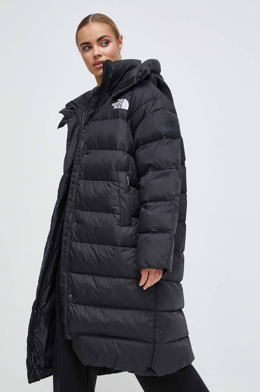 The North Face geaca femei, culoarea negru, de iarna, oversize