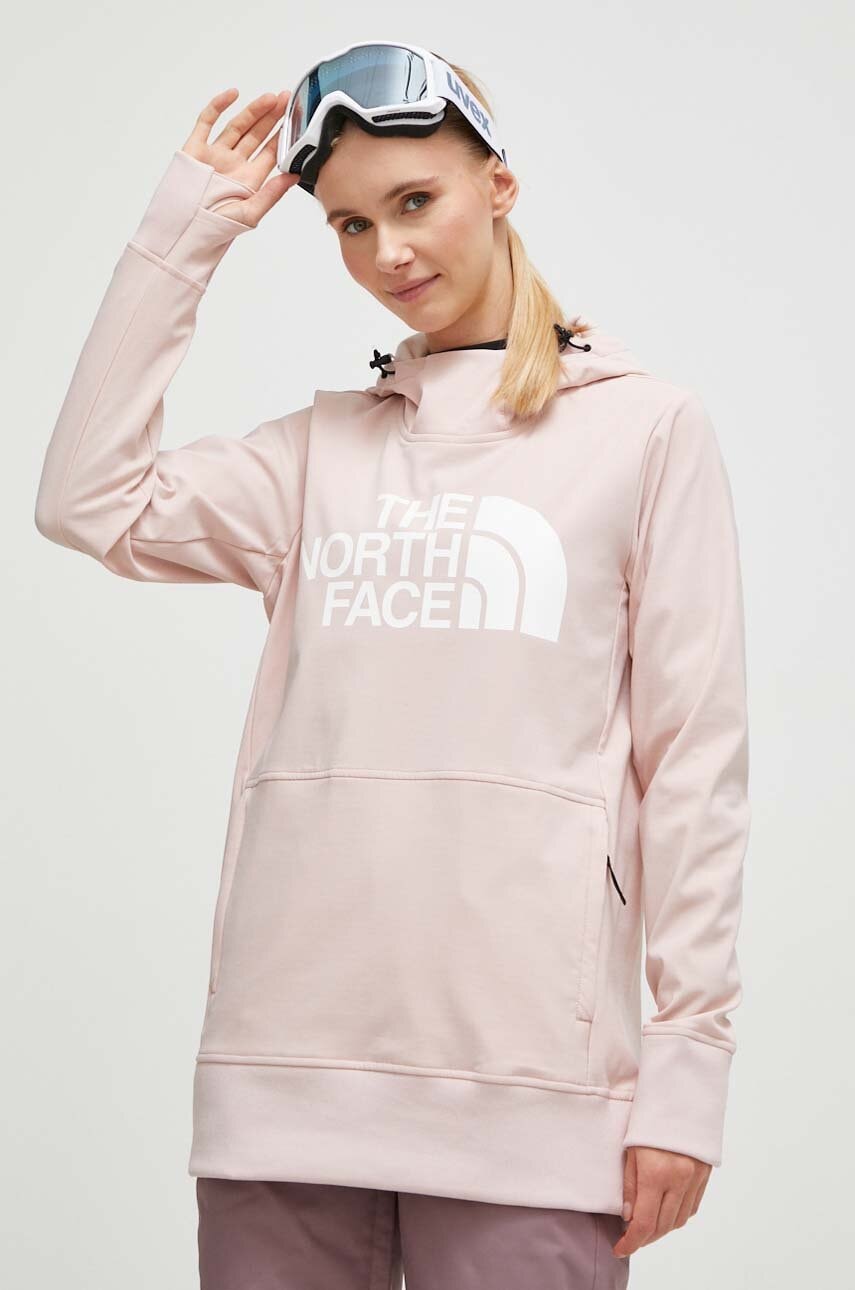 The North Face Hanorac Tekno Pullover Culoarea Roz, Cu Gluga, Cu Imprimeu