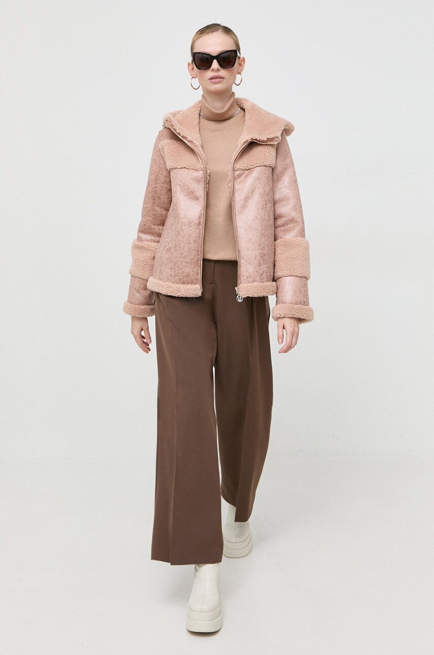 Bunda Liu Jo dámská, růžová barva, přechodná - růžová - 100 % Polyester