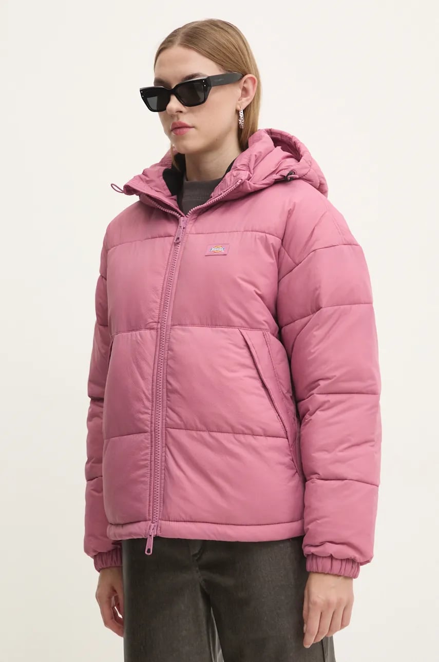 Dickies geaca femei, culoarea roz, de iarna
