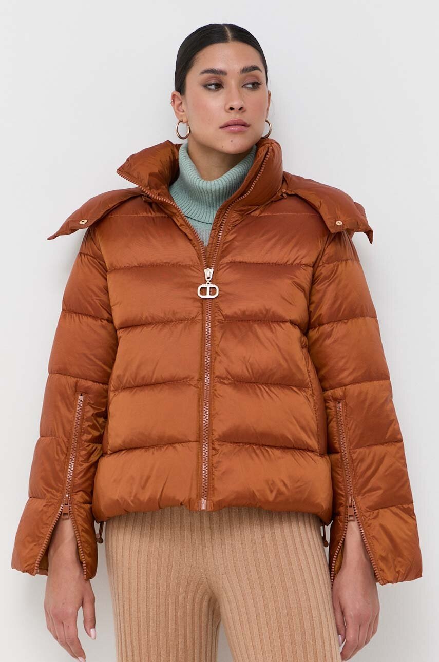 

Куртка Twinset женская цвет коричневый зимняя oversize