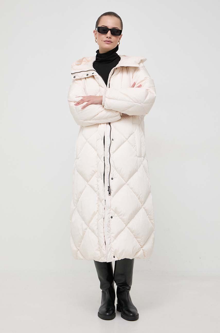 Péřová bunda Weekend Max Mara dámská, béžová barva, zimní - béžová - Hlavní materiál: 100 % Polyamid