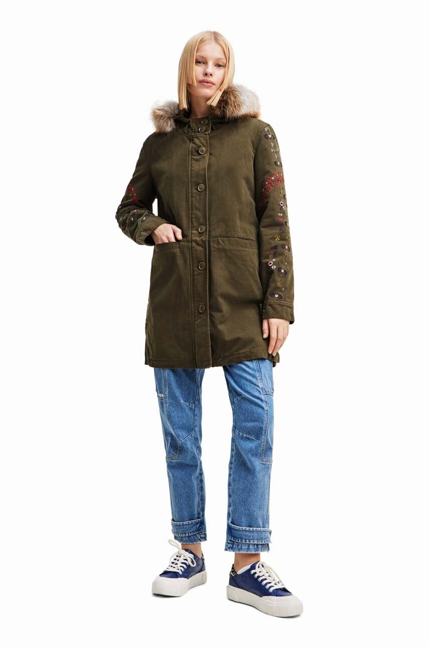 Desigual Parka Pentru Copii Femei, Culoarea Verde, De Tranzitie