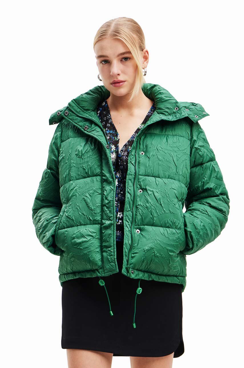 Bunda Desigual dámská, zelená barva, zimní - zelená - Hlavní materiál: 59 % Polyester
