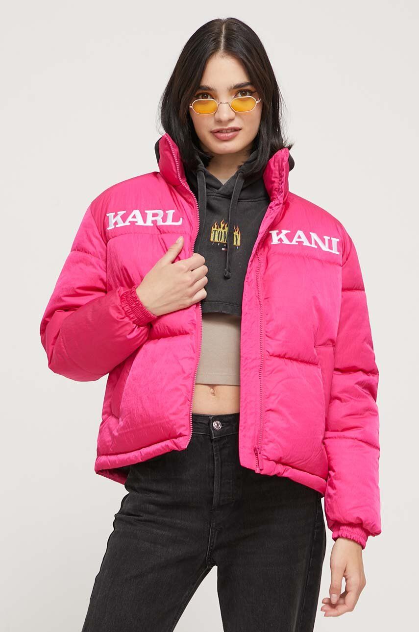 Levně Bunda Karl Kani dámská, růžová barva, zimní