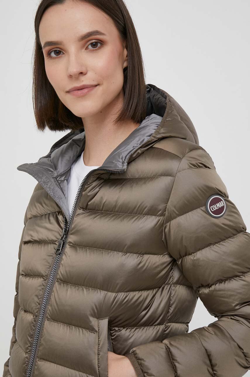 Péřová bunda Colmar dámská, hnědá barva, zimní - hnědá -  Hlavní materiál: 100 % Polyamid 