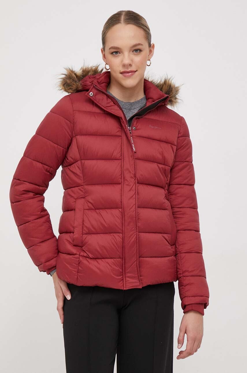 

Куртка Pepe Jeans женская цвет бордовый зимняя