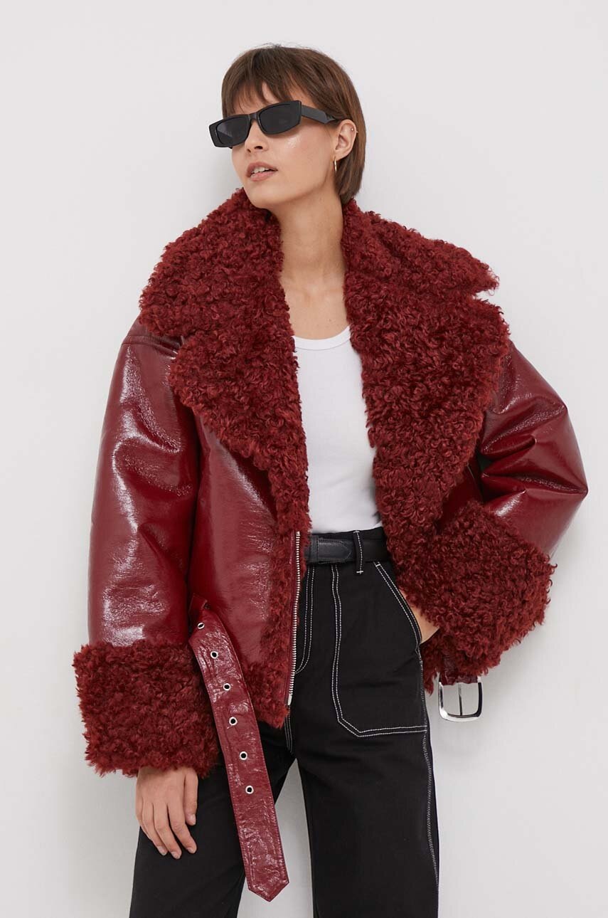 

Куртка United Colors of Benetton женская цвет бордовый переходная oversize