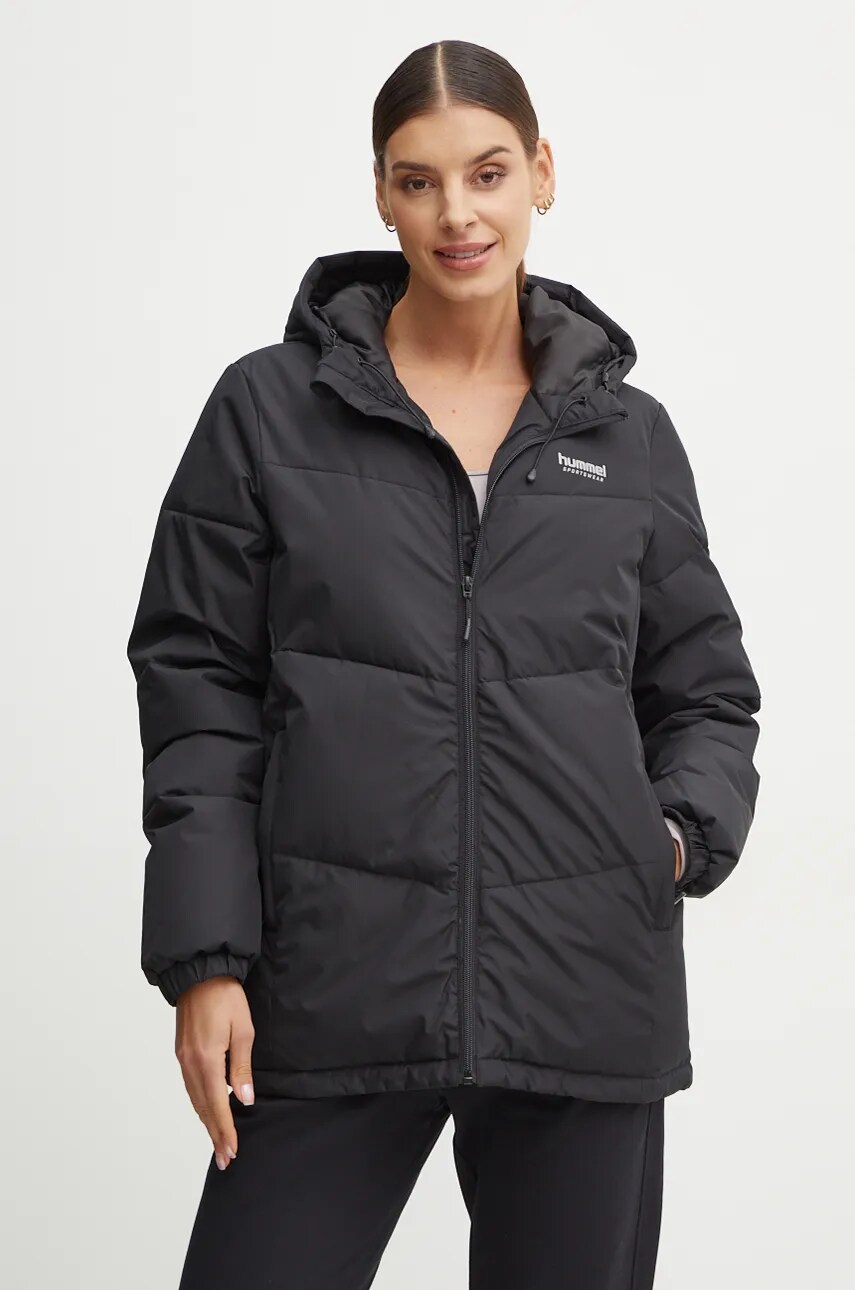 Hummel geaca femei, culoarea negru, de iarna