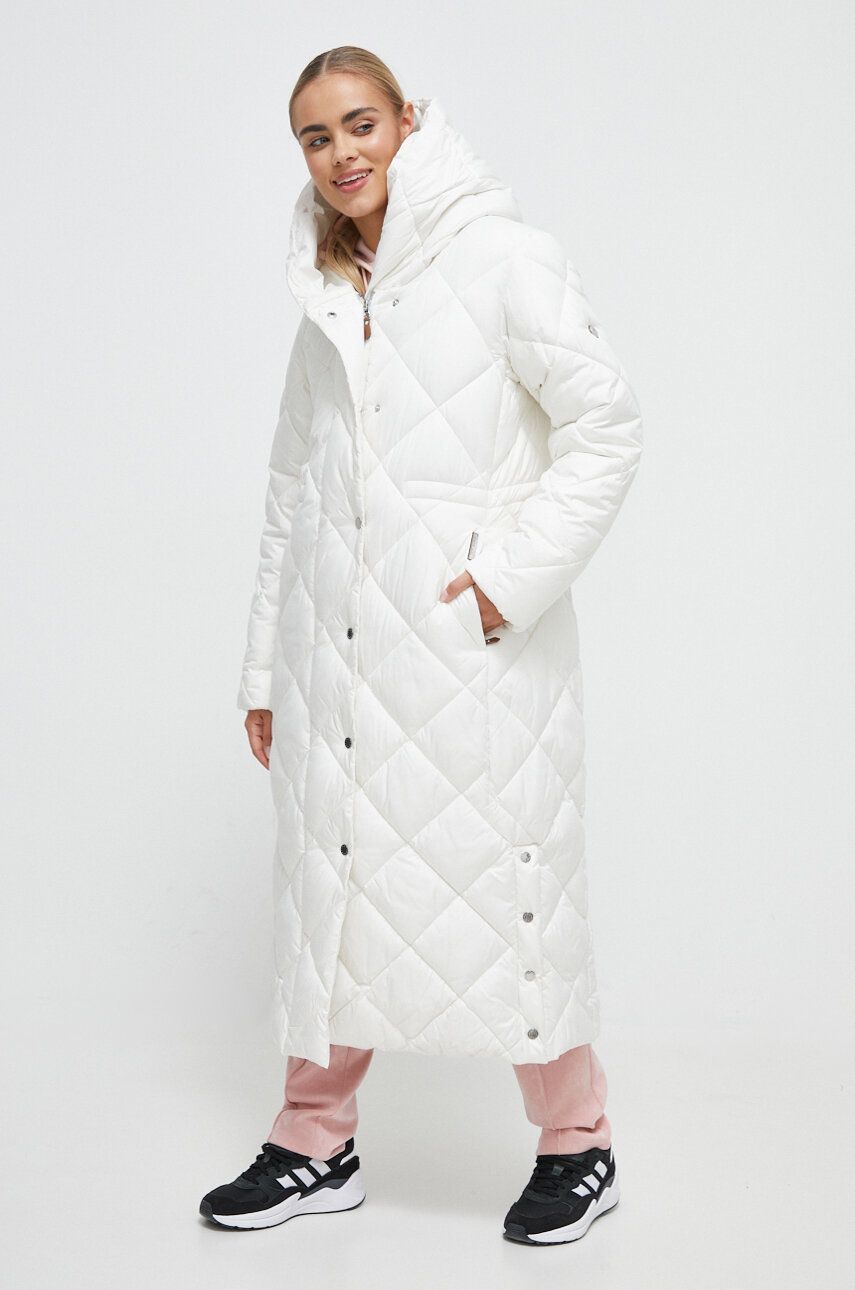 Bunda Didriksons dámská, bílá barva, zimní - bílá - 100 % Polyester