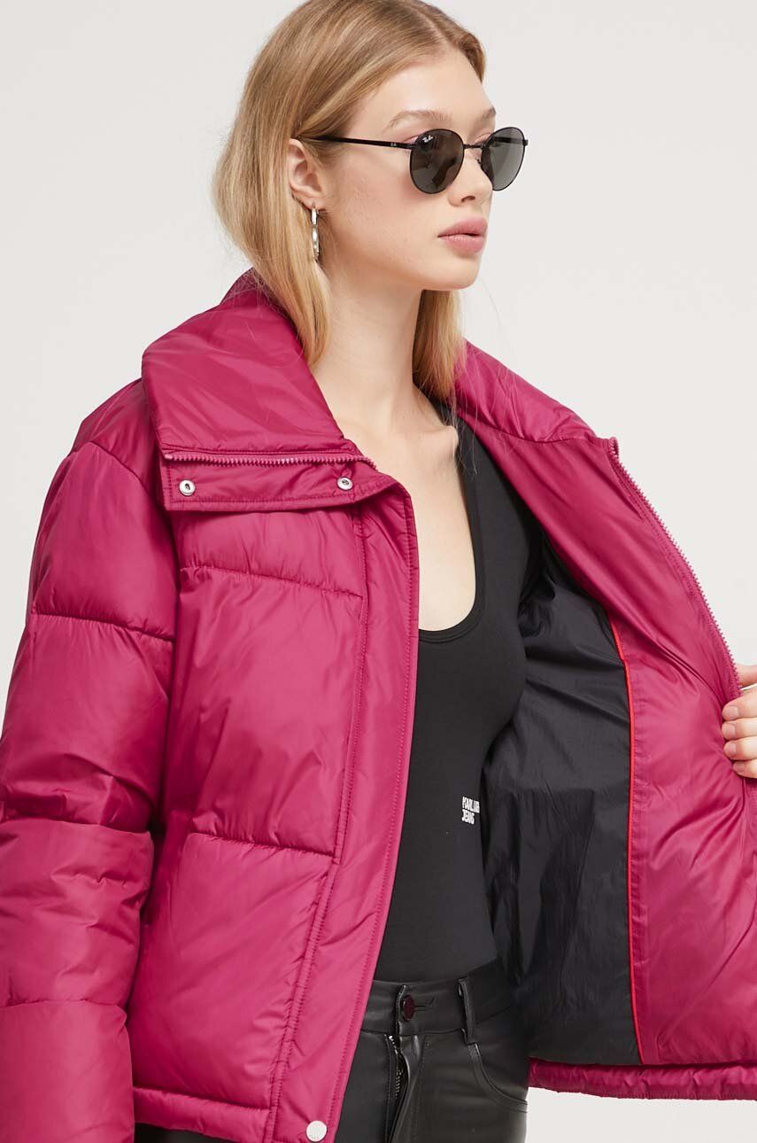 HUGO kurtka damska kolor różowy zimowa oversize