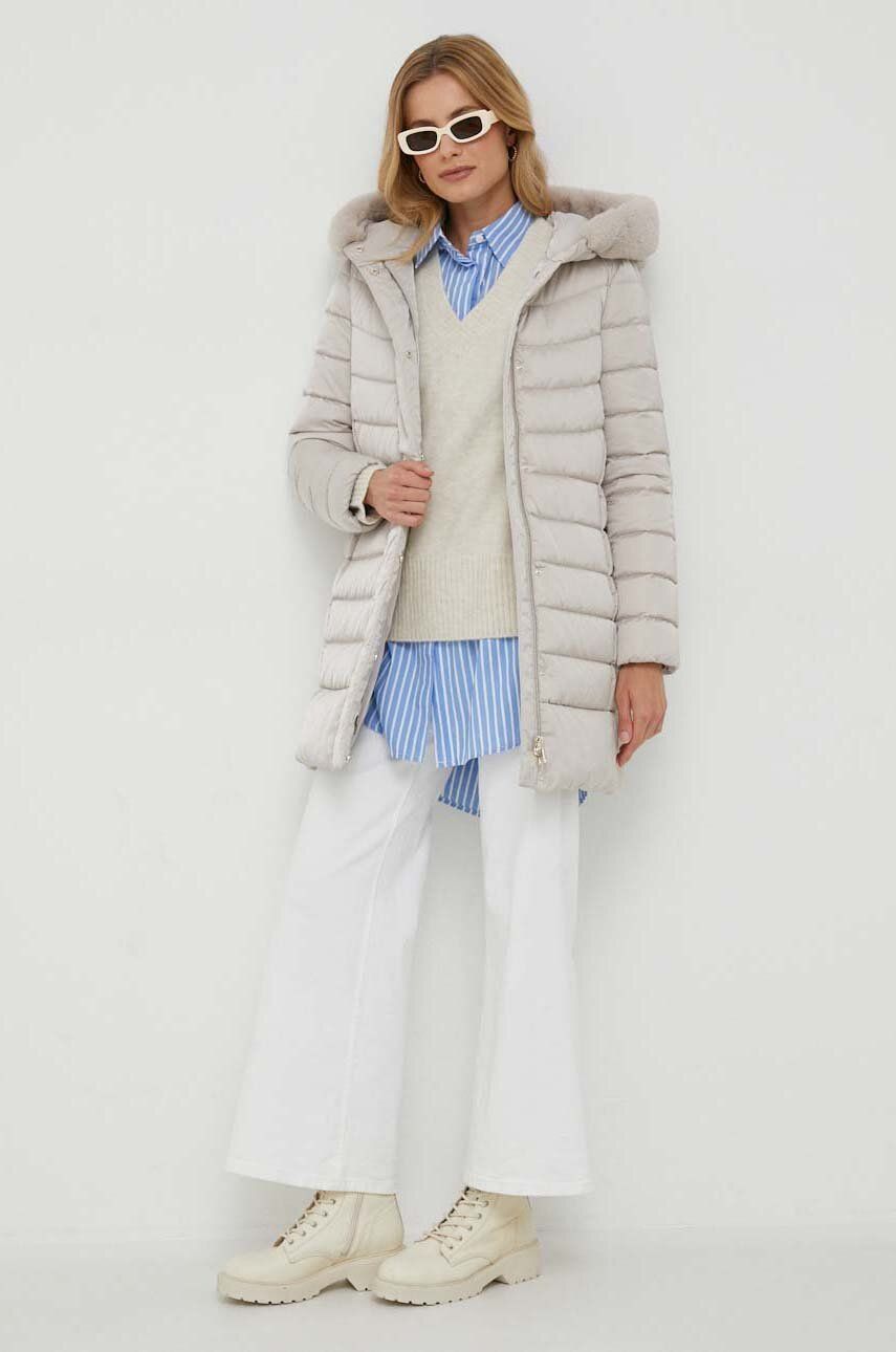 E-shop Péřová bunda Geox CHLOO dámská, šedá barva, zimní