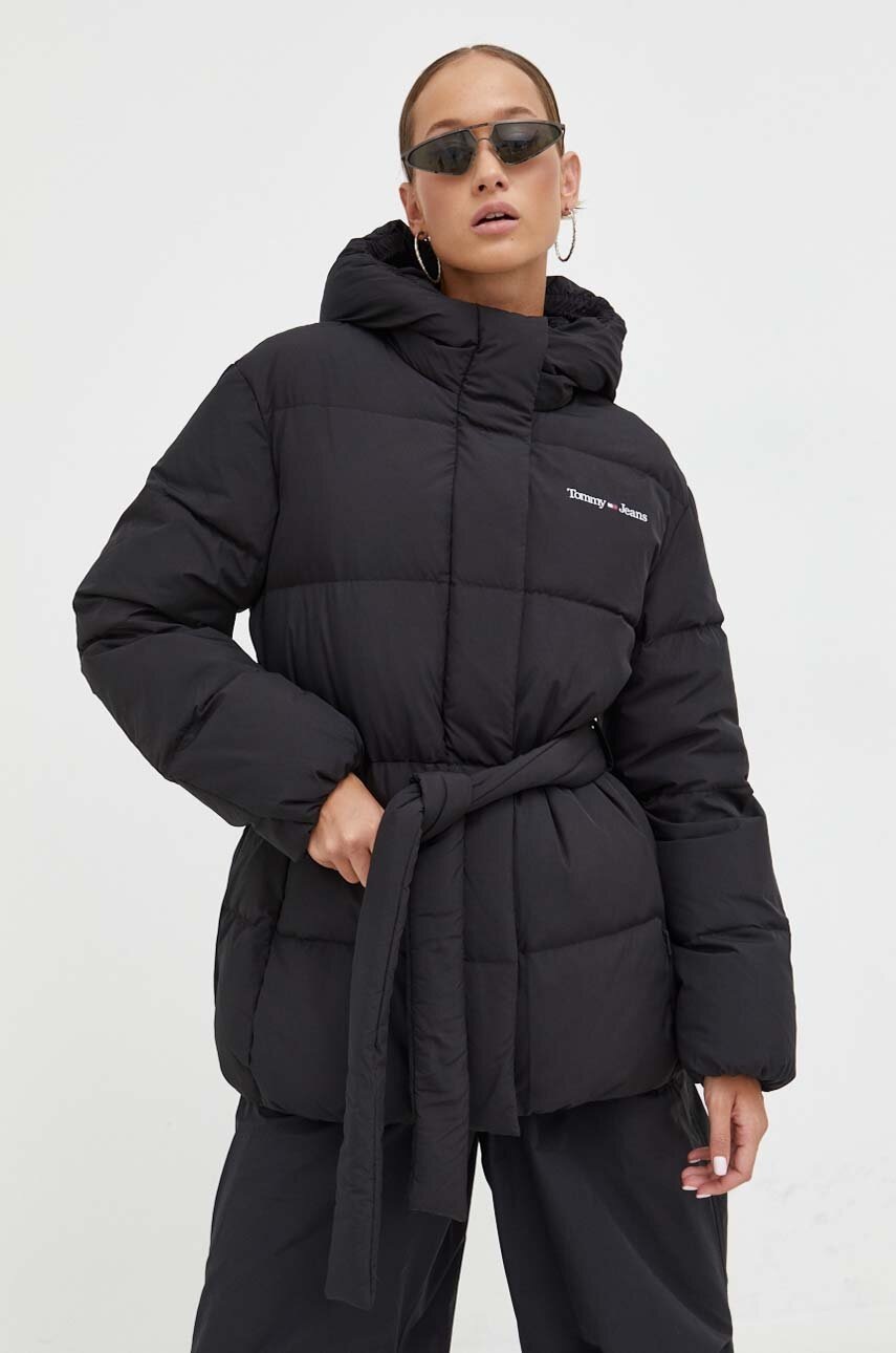 

Пуховая куртка Tommy Jeans женская цвет чёрный зимняя oversize