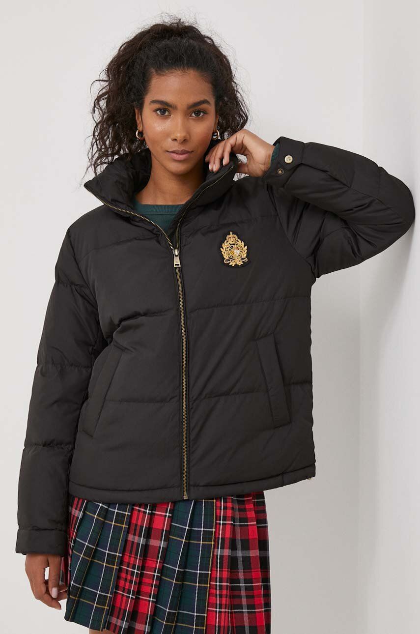 Levně Péřová bunda Lauren Ralph Lauren dámská, černá barva, zimní