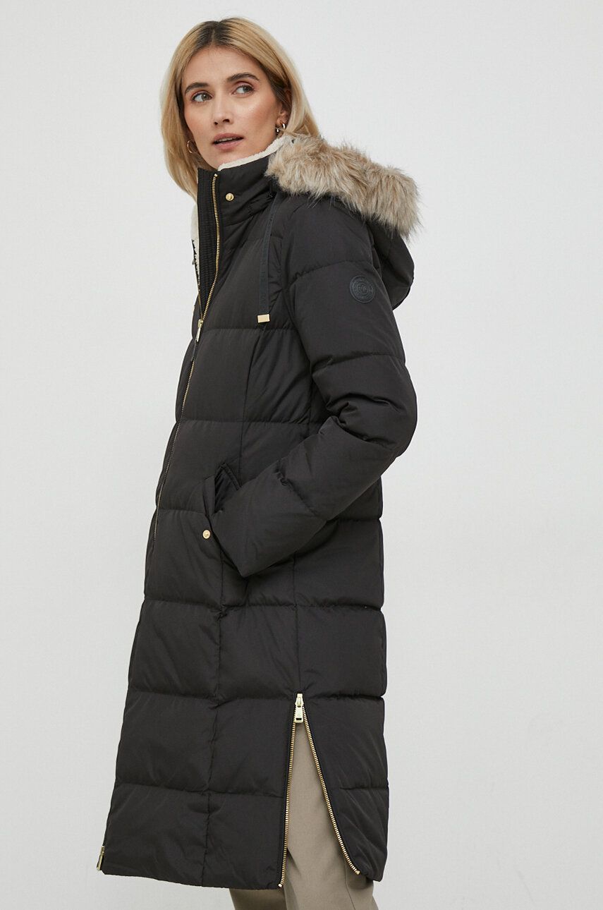 Péřová bunda Lauren Ralph Lauren dámská, černá barva, zimní - černá - Hlavní materiál: 100 % Polyest