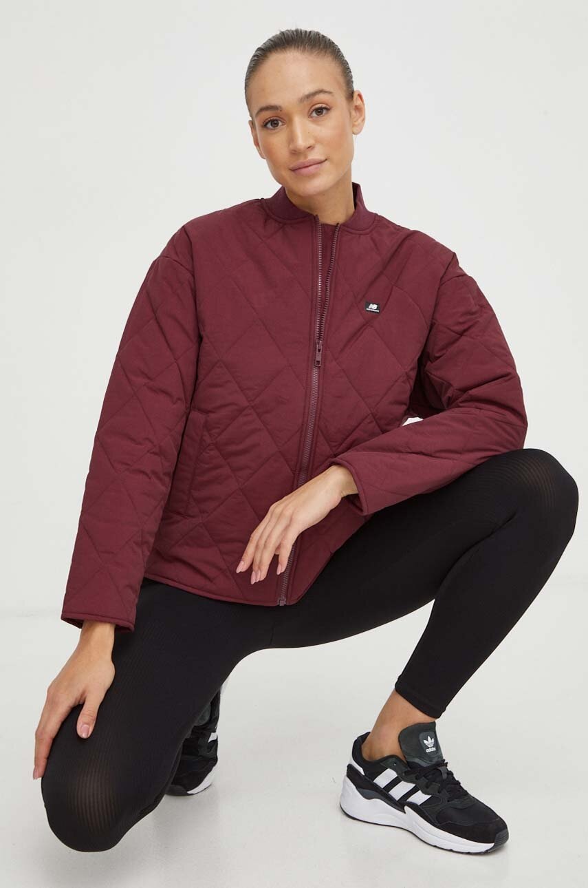 New Balance Geaca Femei, Culoarea Bordo, De Tranzitie, Oversize