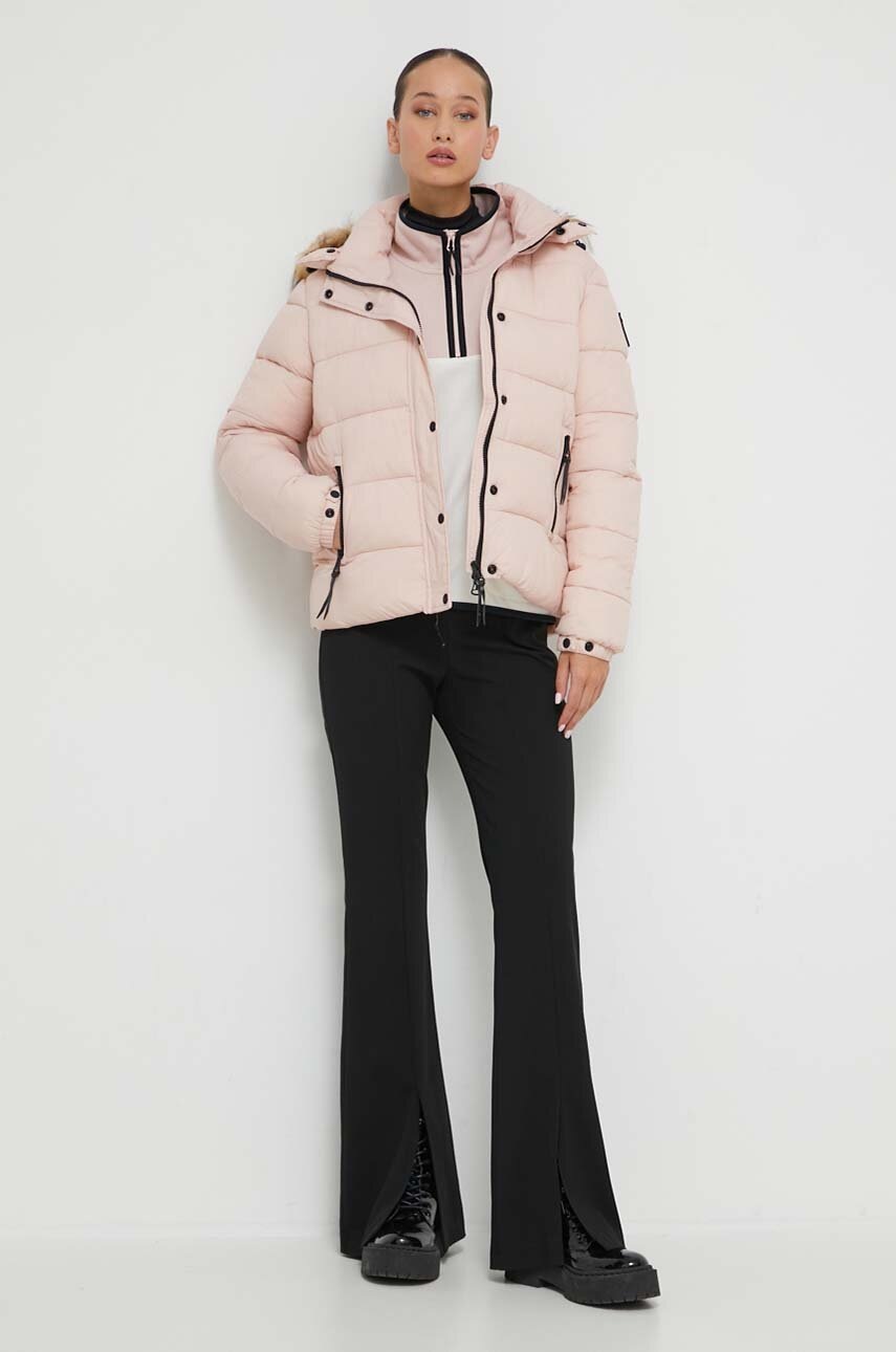 

Куртка Superdry жіноча колір рожевий зимова