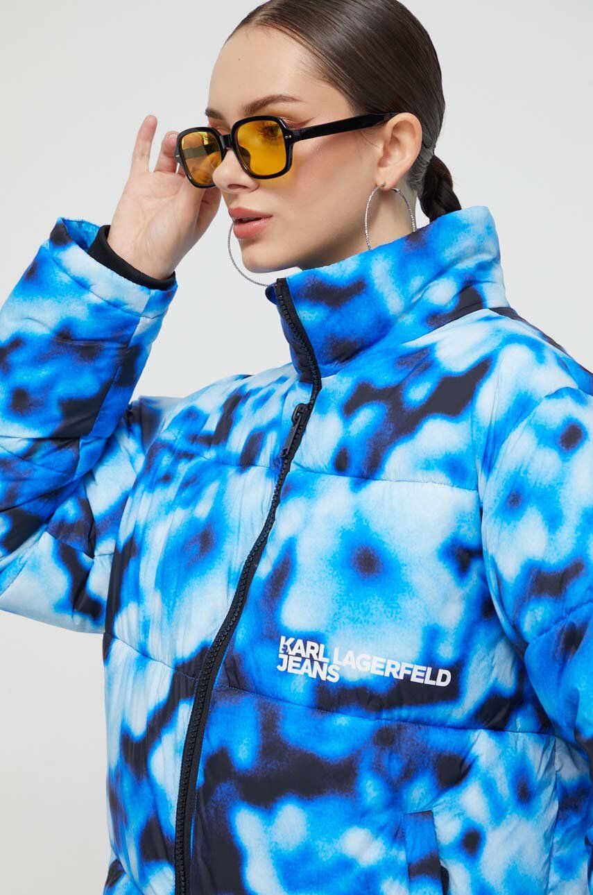 Bunda Karl Lagerfeld Jeans dámská, zimní, oversize - modrá - Hlavní materiál: 100 % Recyklovaný poly