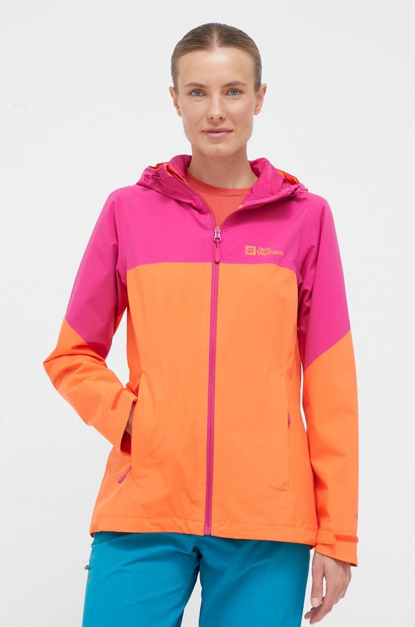 Outdoorová bunda Jack Wolfskin Weiltal 2L oranžová barva - oranžová - 100 % Polyester