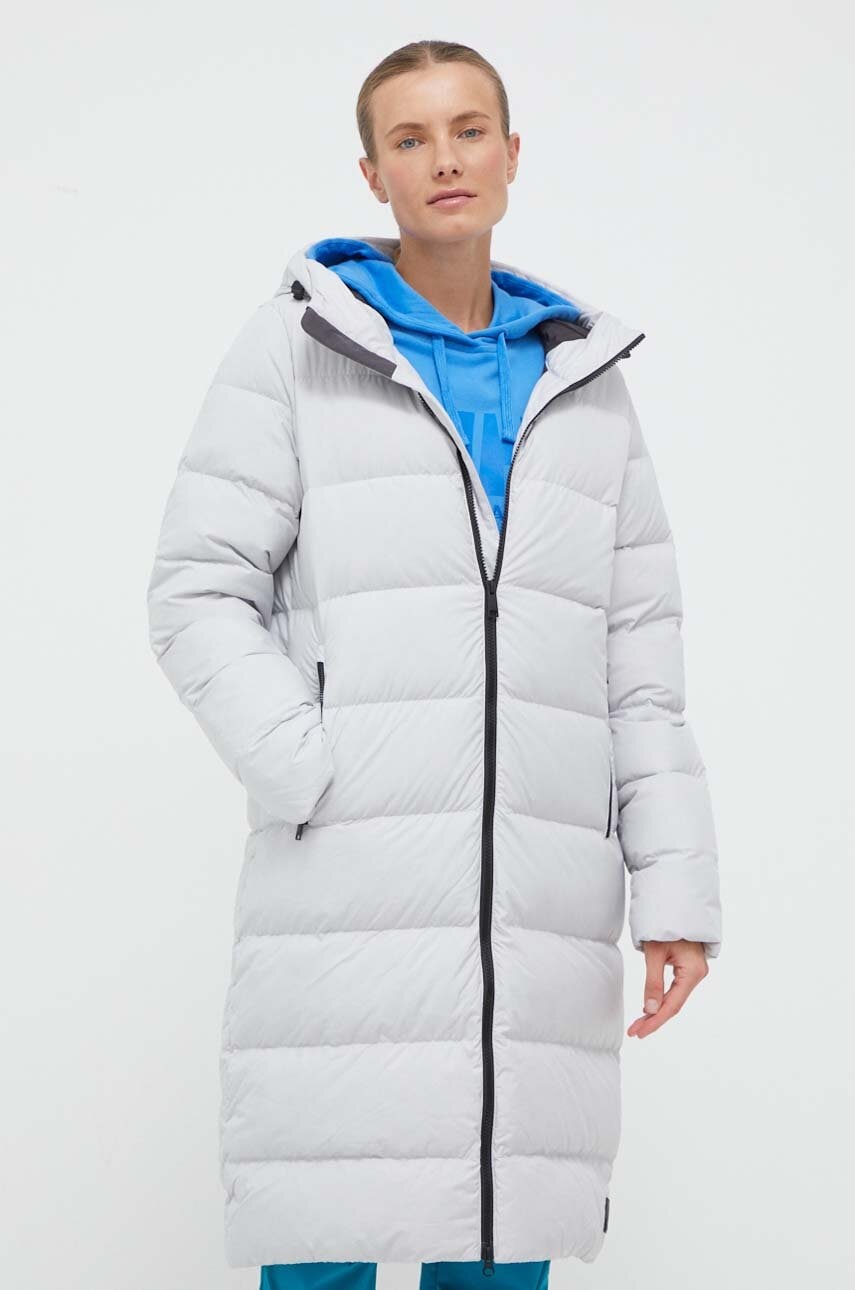 Péřová bunda Jack Wolfskin dámská, šedá barva, zimní - šedá - Hlavní materiál: 100 % Polyester 