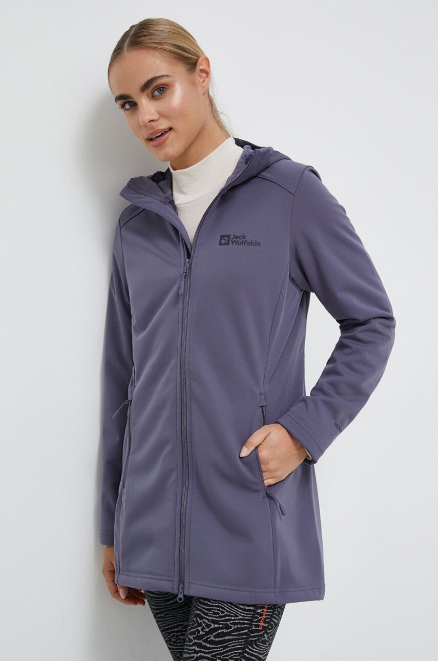 Jack Wolfskin Jacheta De Exterior Windhain Culoarea Violet, De Tranzitie