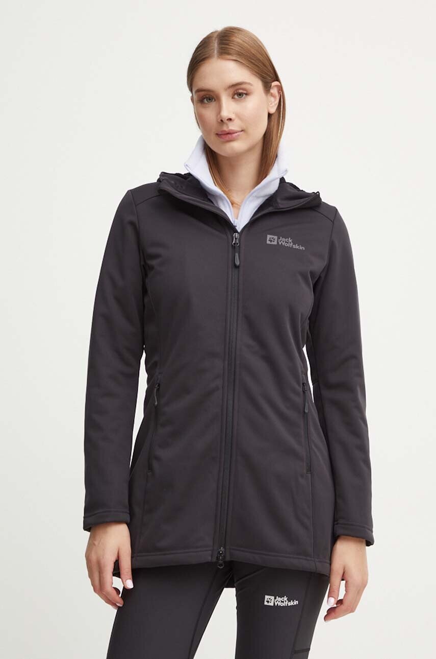 Jack Wolfskin jacheta de exterior Windhain culoarea negru, de tranzitie