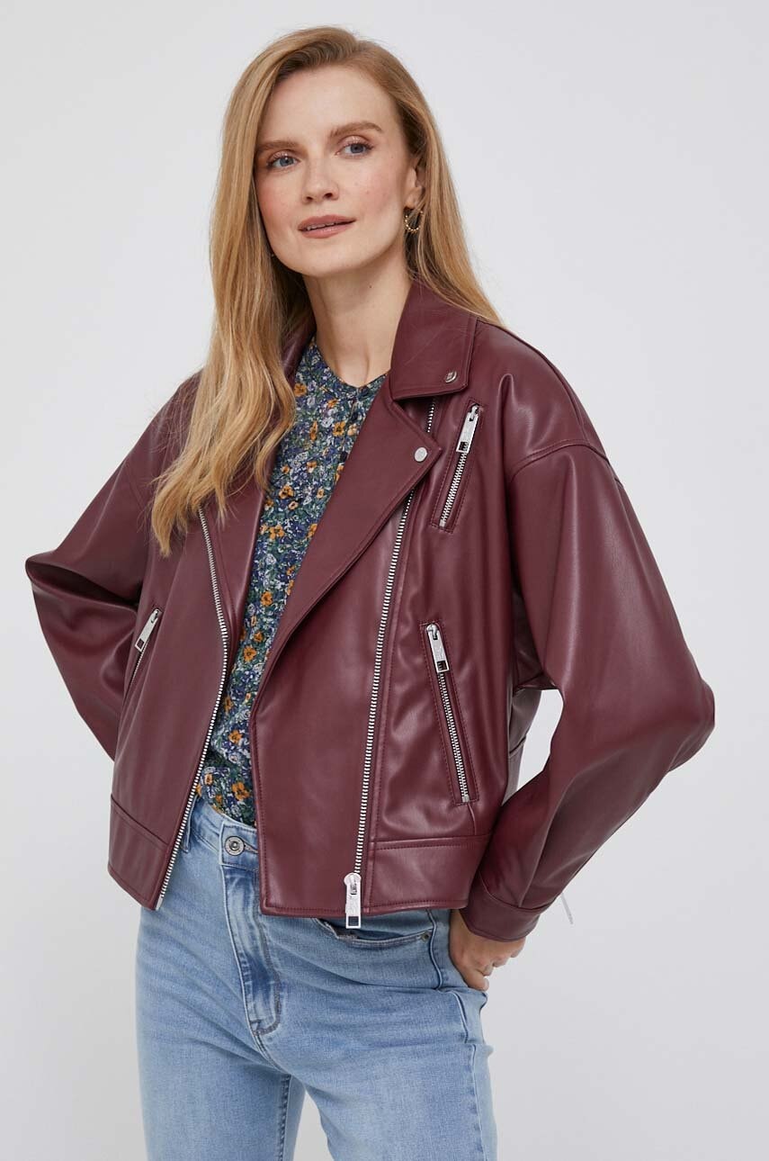 Dkny geaca femei, culoarea bordo, de tranzitie