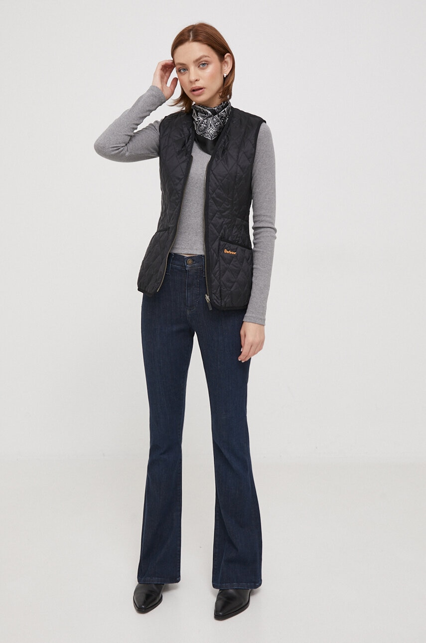 Barbour vesta femei, culoarea negru, de tranzitie