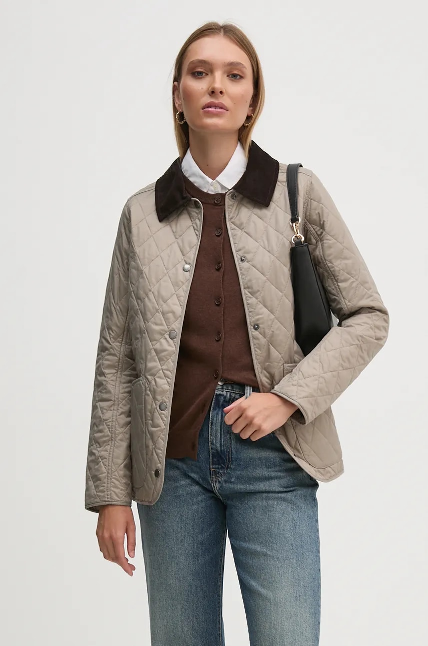 Barbour geaca femei, culoarea bej, de tranzitie