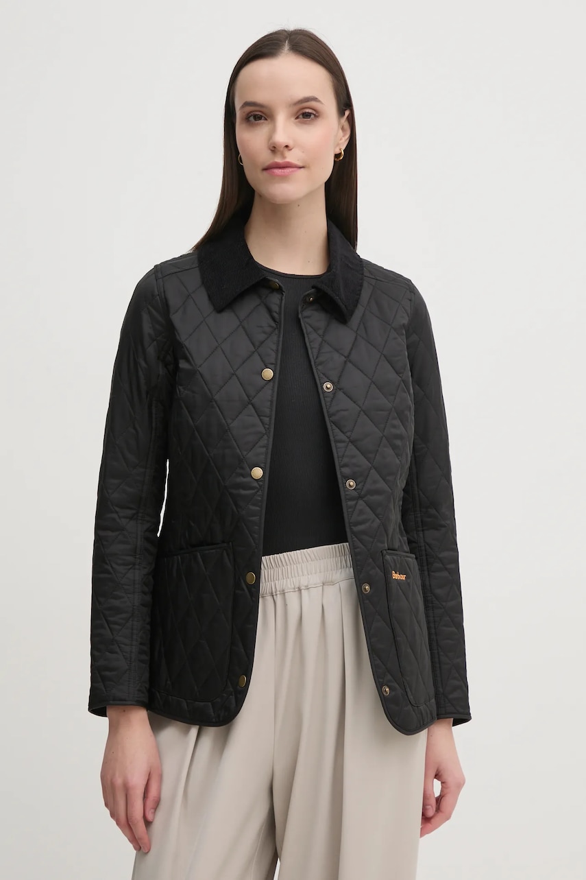 Barbour geaca femei, culoarea negru, de tranzitie