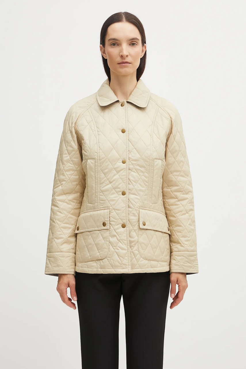 Barbour geaca femei, culoarea bej, de tranzitie