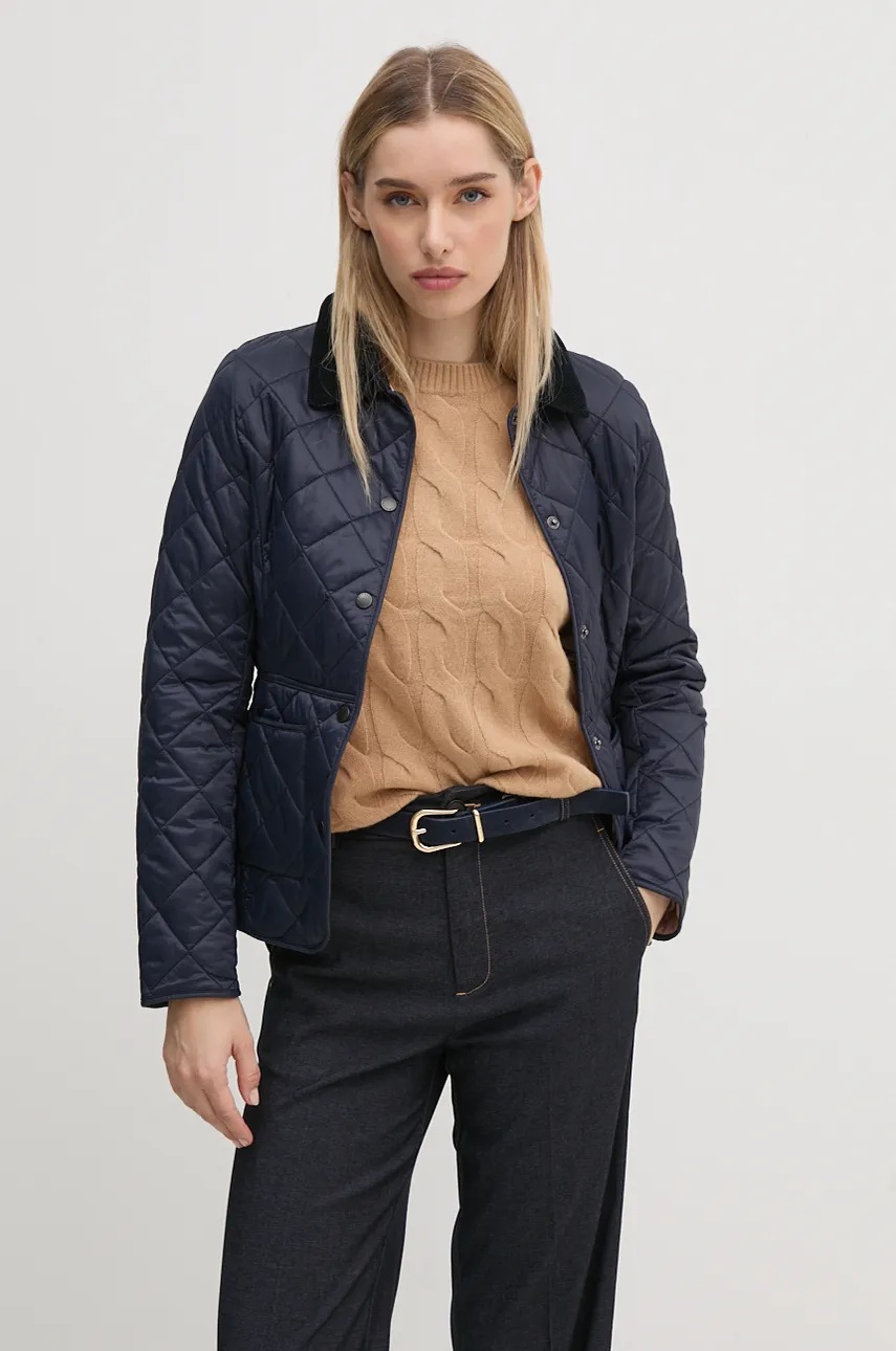 Barbour geaca femei, culoarea albastru marin, de tranzitie