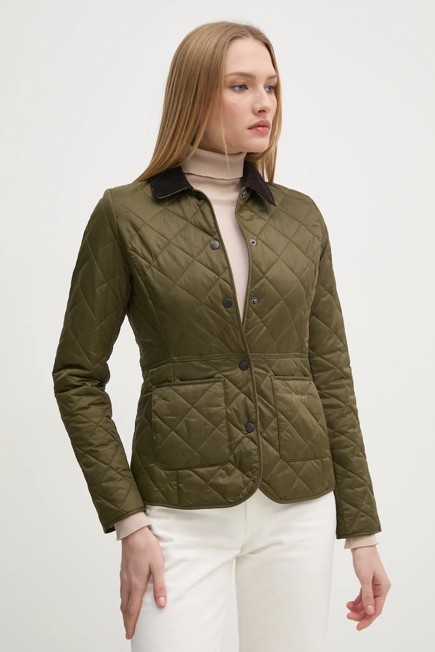 Barbour geaca femei, culoarea verde, de tranzitie