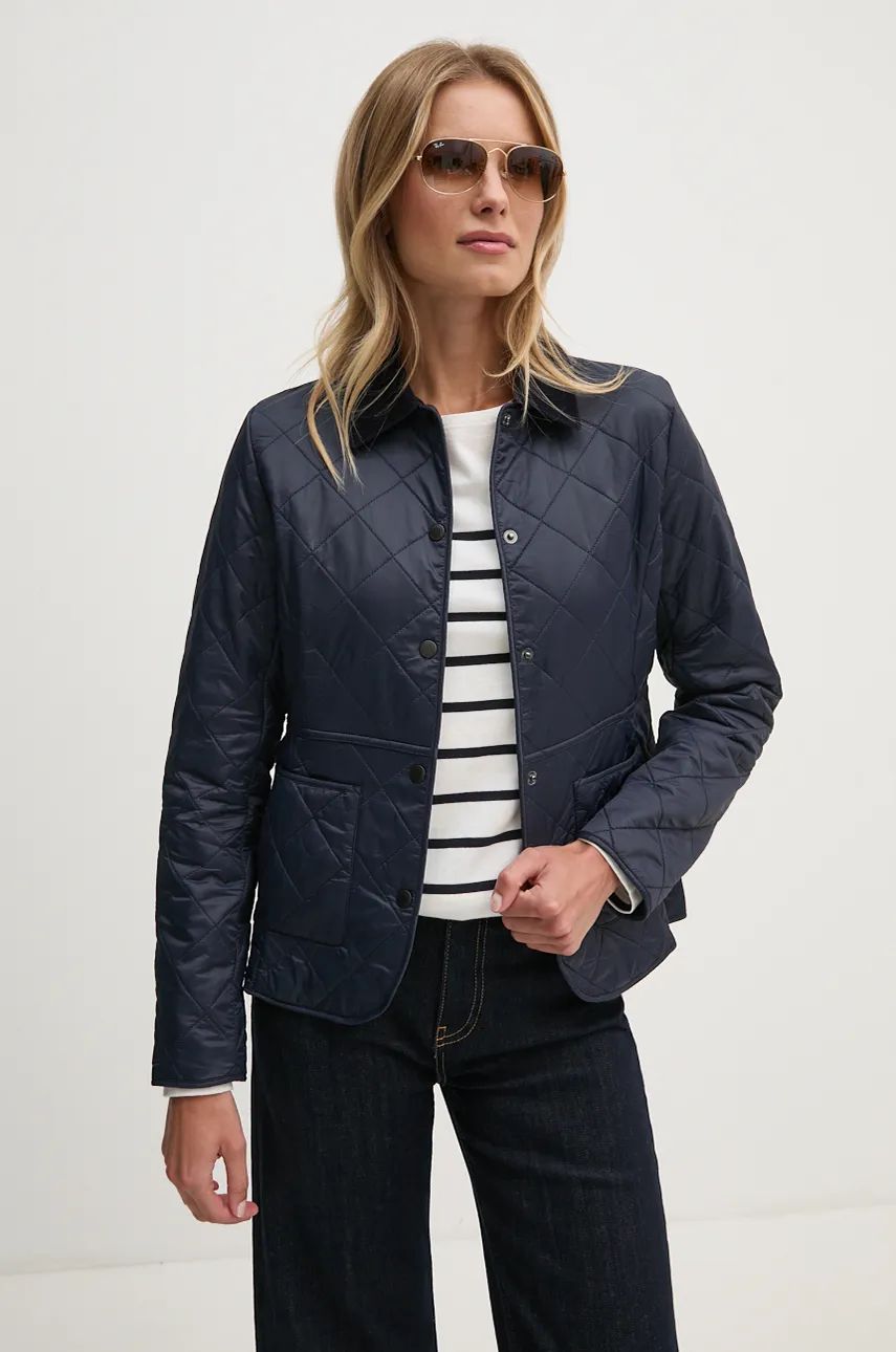 Barbour geaca femei, culoarea albastru marin, de tranzitie