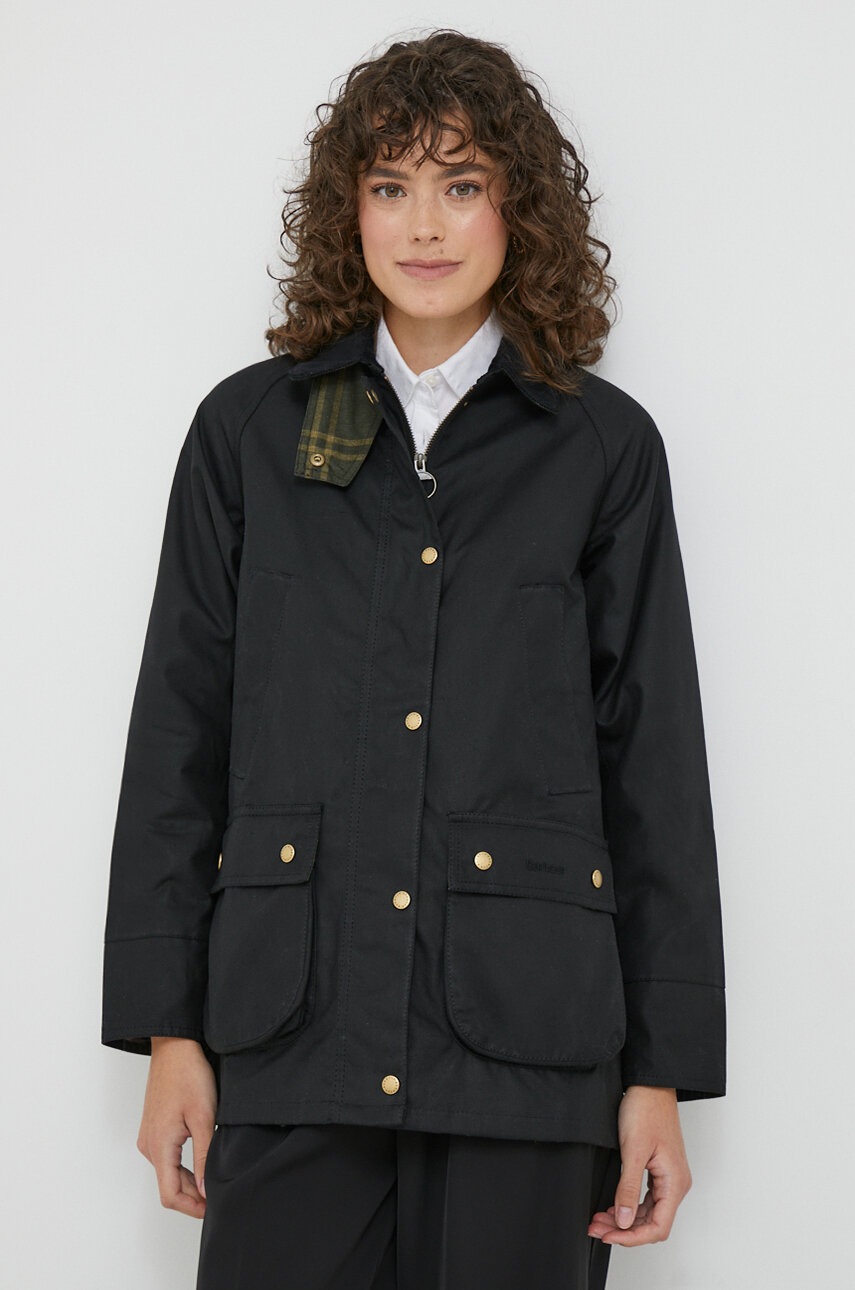 Barbour Jacheta De Bumbac Culoarea Negru, De Tranzitie