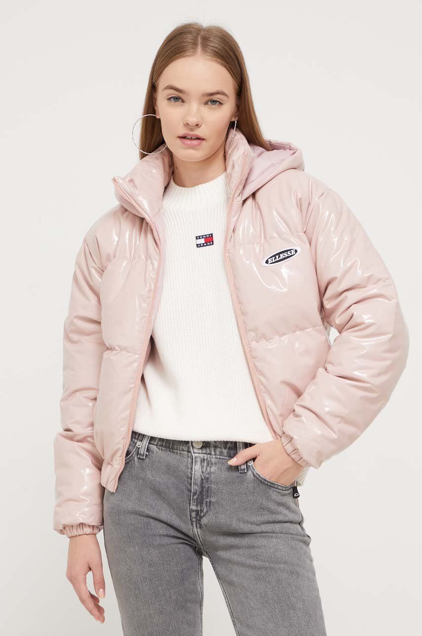 Bunda Ellesse dámská, růžová barva, zimní, oversize - růžová - Hlavní materiál: 93 % Polyester