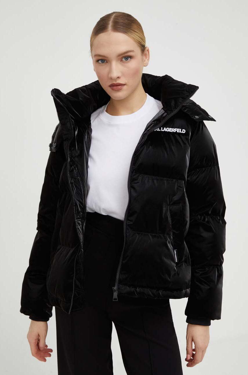 Levně Bunda Karl Lagerfeld dámská, černá barva, zimní
