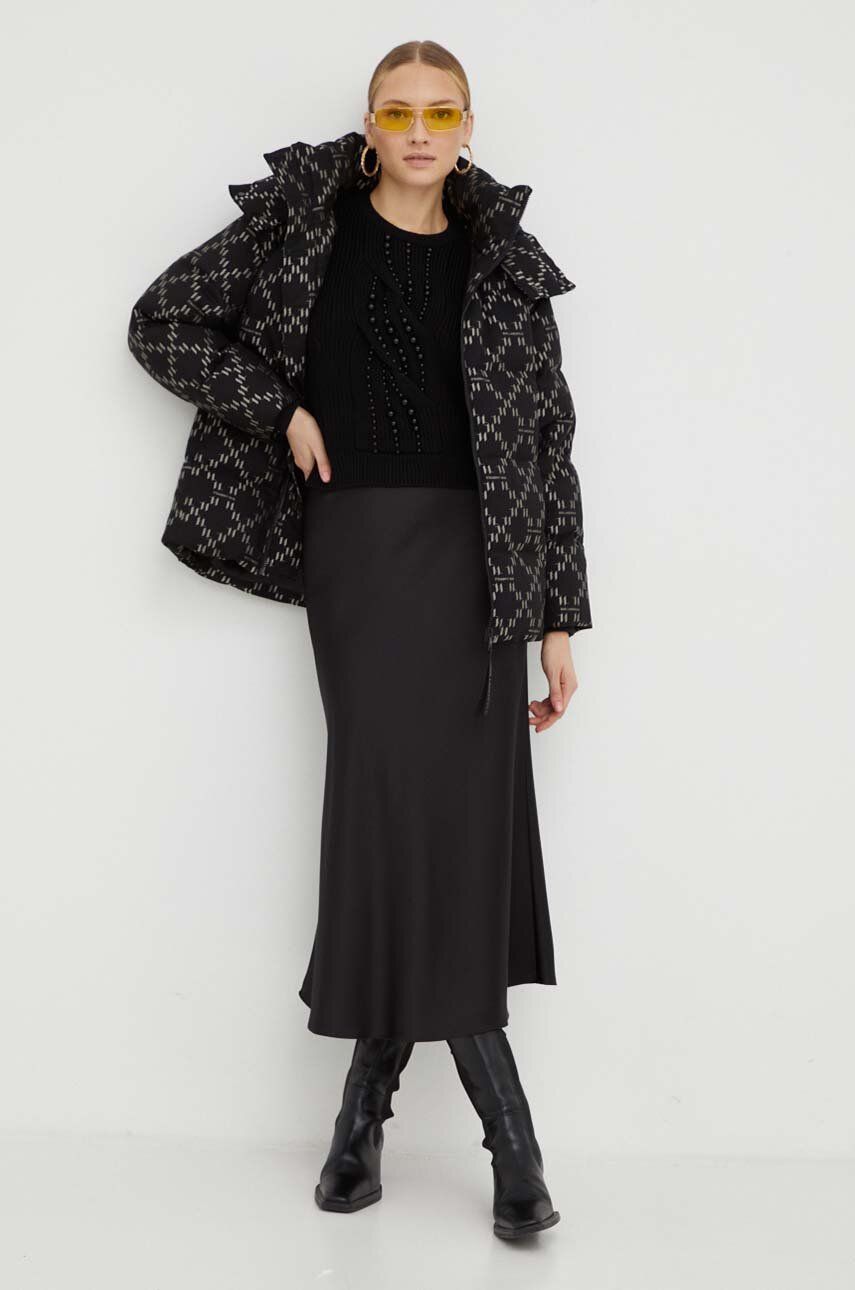 Levně Péřová bunda Karl Lagerfeld dámská, černá barva, zimní