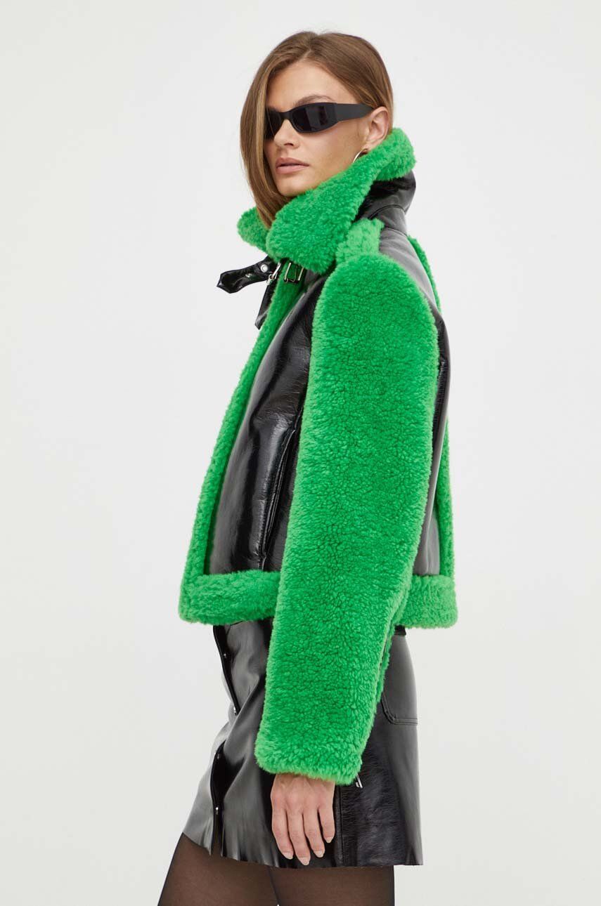 Bunda Karl Lagerfeld dámská, zelená barva, přechodná - zelená - Hlavní materiál: 100 % Recyklovaný p