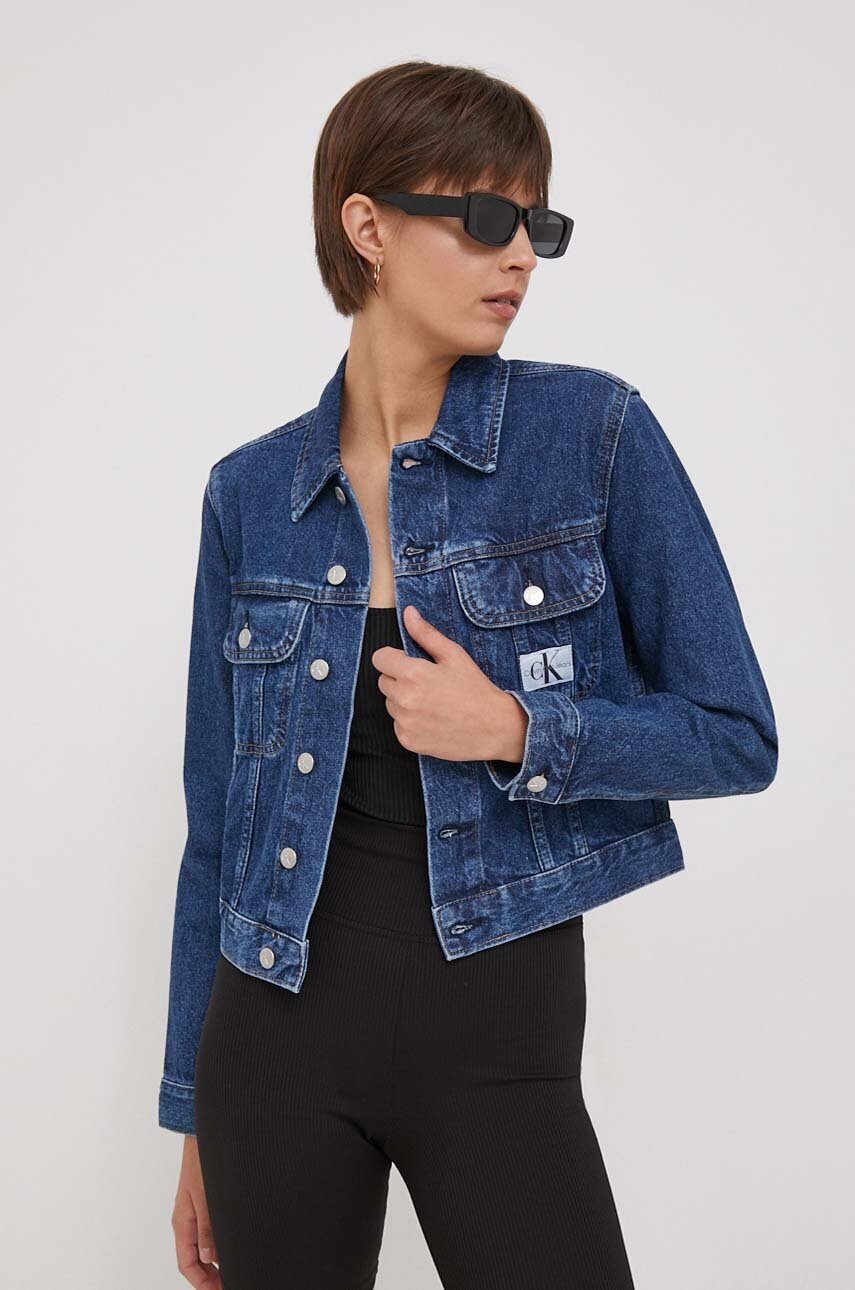 

Дънково яке Calvin Klein Jeans в синьо преходен модел, Син