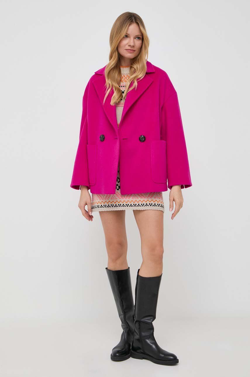MAX&Co. palton de lana culoarea roz, de tranzitie, oversize