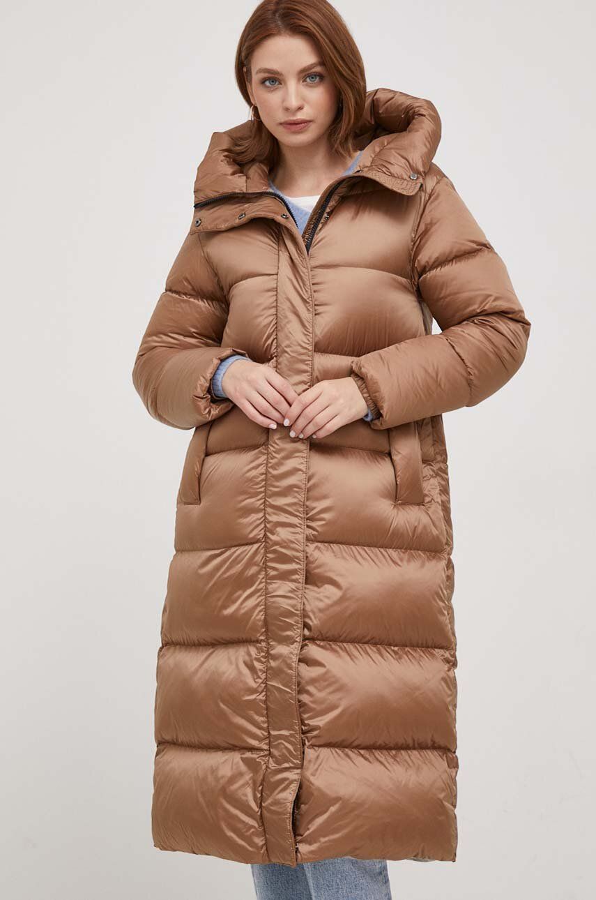 Péřová bunda Hetrego dámská, hnědá barva, zimní - hnědá - Hlavní materiál: 100 % Polyamid Podší