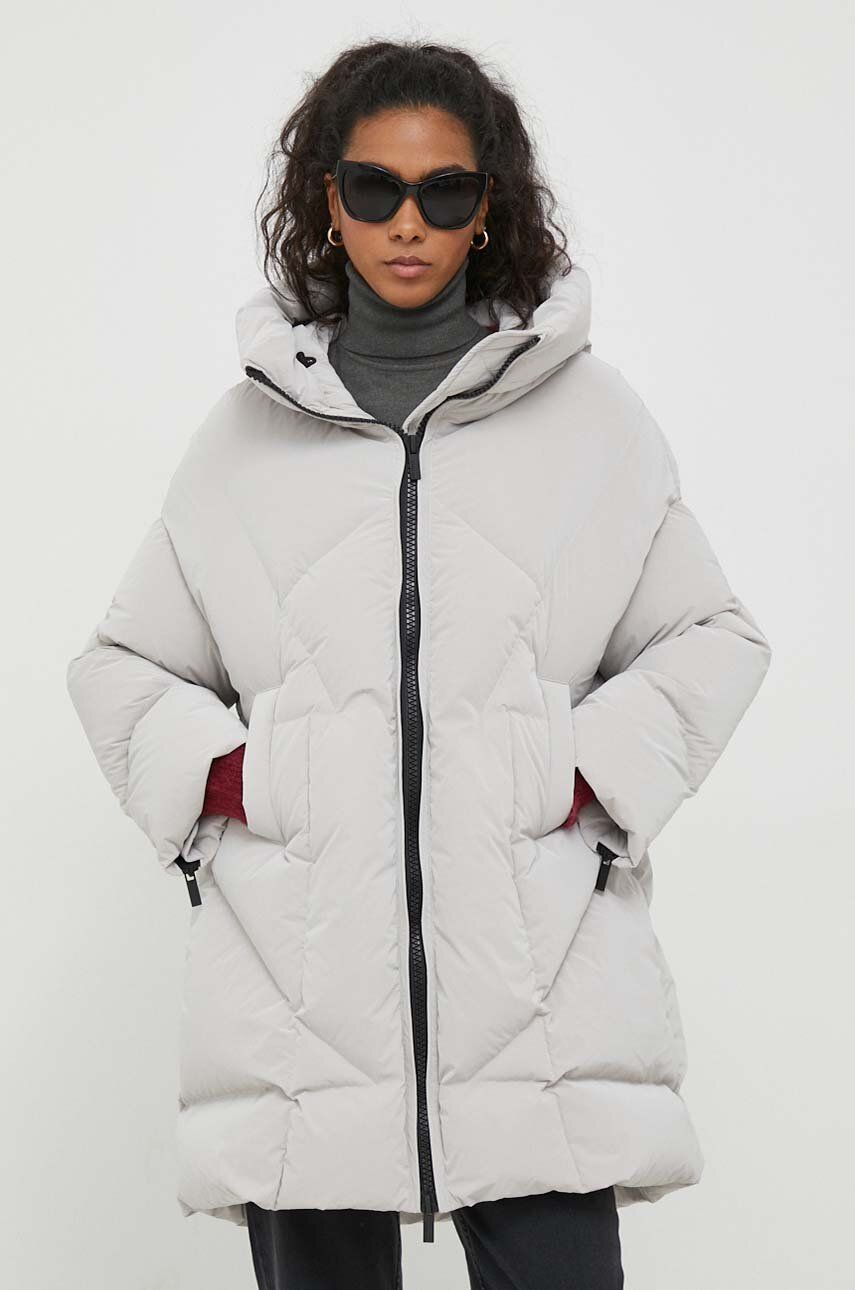 Péřová bunda Hetrego dámská, béžová barva, zimní, oversize - béžová - Hlavní materiál: 100 % Polyami