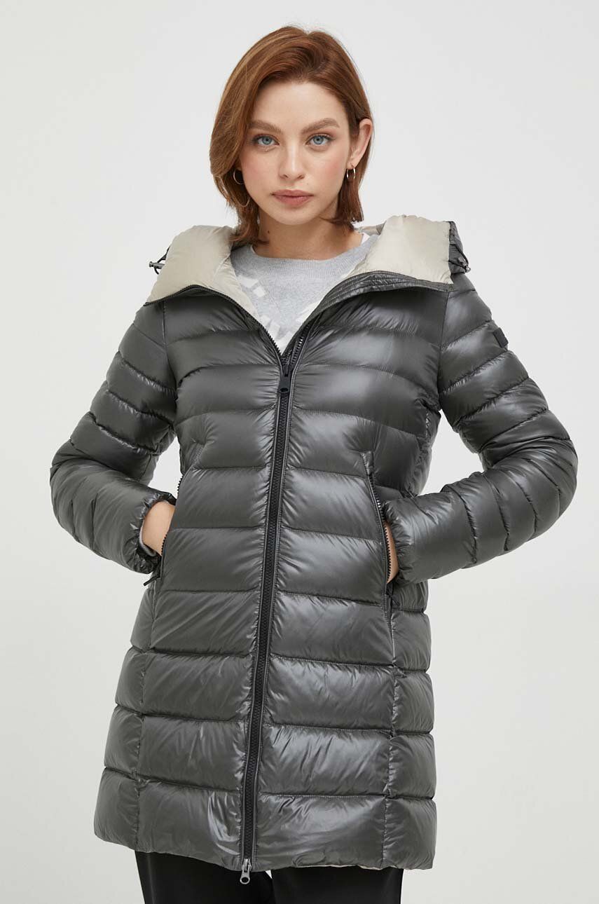 Péřová bunda Hetrego dámská, šedá barva, zimní - šedá - Hlavní materiál: 100 % Polyamid Podšívk