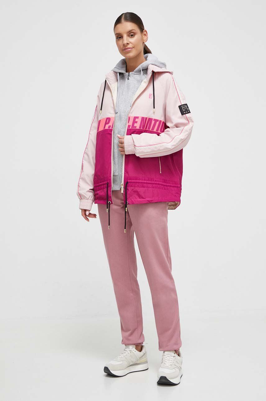 Bunda P.E Nation dámská, růžová barva, přechodná, oversize - růžová - Materiál č. 1: 60 % Polyester